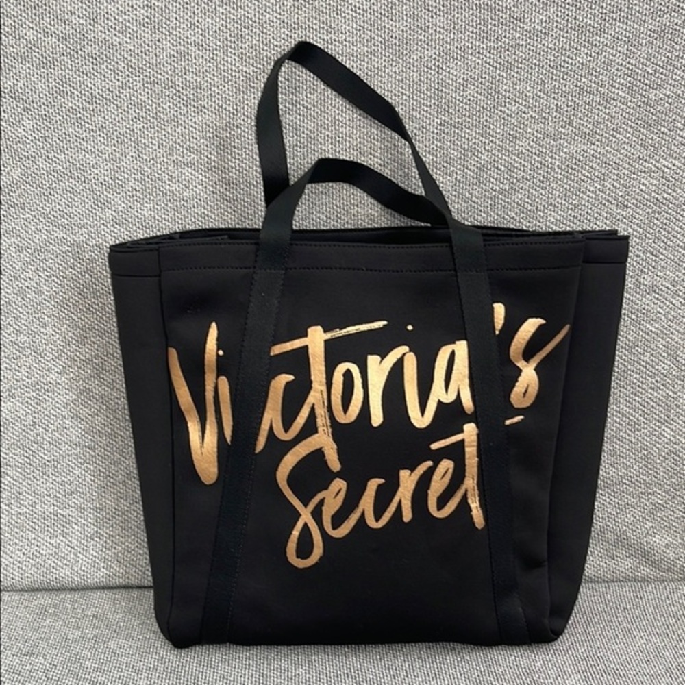 Victoria's Secret Black and Gold Tote Bag